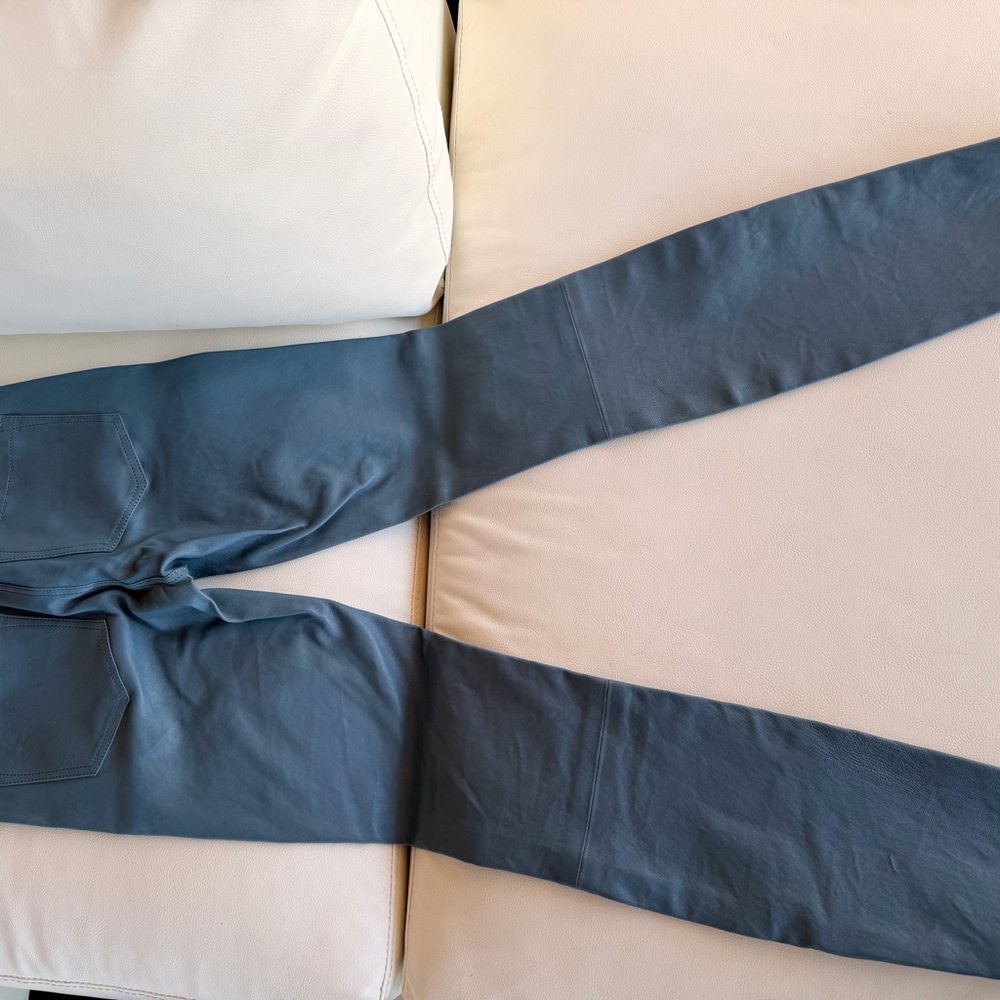 New J Brand Blue gray stretch lamb leather Pants size xs - Picture 8 of 14